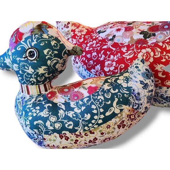 Mr. Fabric, Mandarin Duck, Floral Patchwork, Set Of 2, Rare, Stitch Work - Picture 11 of 16